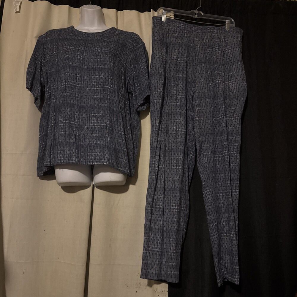 Vintage Jaclyn Smith Classics 2 PC Outfit Blue Top & Pants Size Large